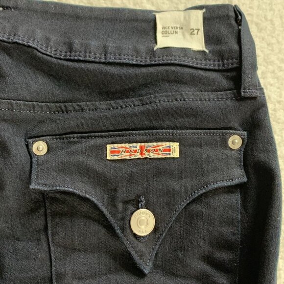 Hudson Women's Collin Vice Versa Skinny Polka Dot Denim Jeans 27 Airw Blue Gold - Picture 6 of 11